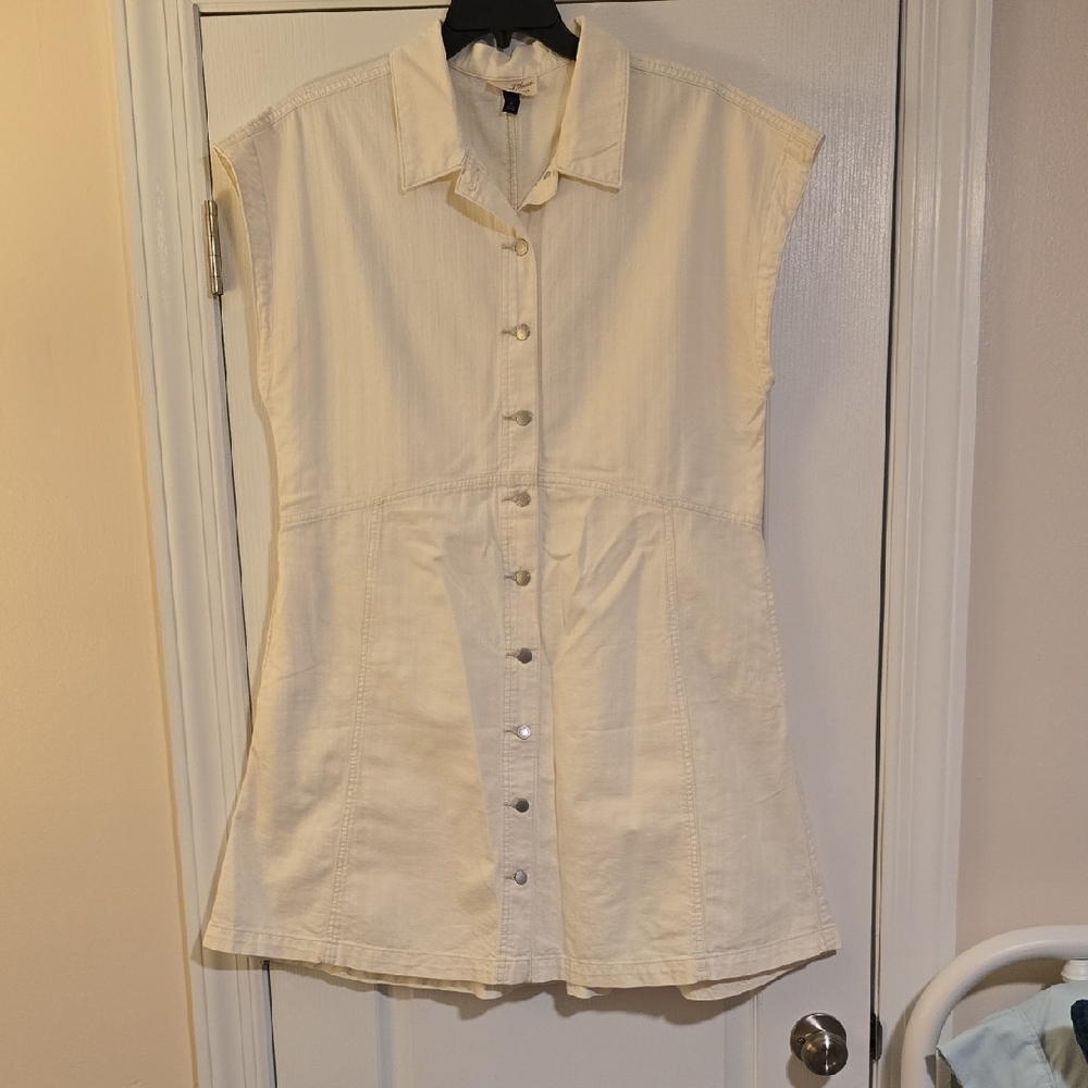 Universal Thread Cream Button-Front Mini Dress